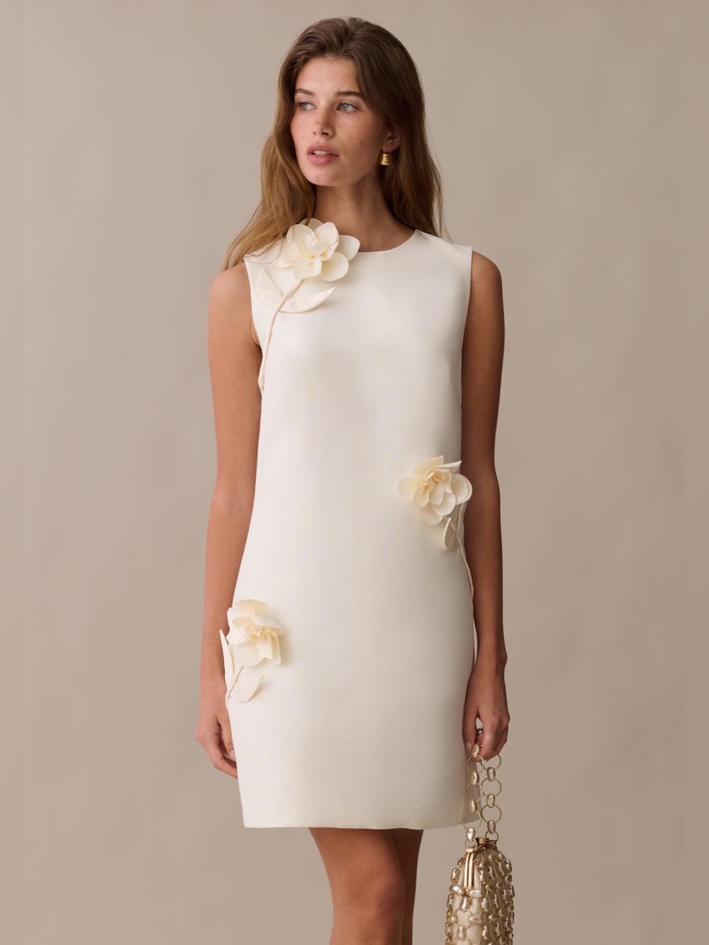 NWT Few Moda Althea Dress size XL Cream Ivory flower mini bride o.p.t